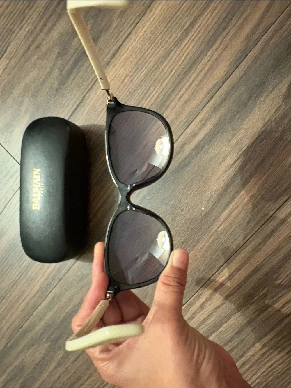 Balmain Black and Off White Sunglasses with case